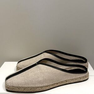 Toteme Canvas Espadrilles Slippers, 39, Beige Black